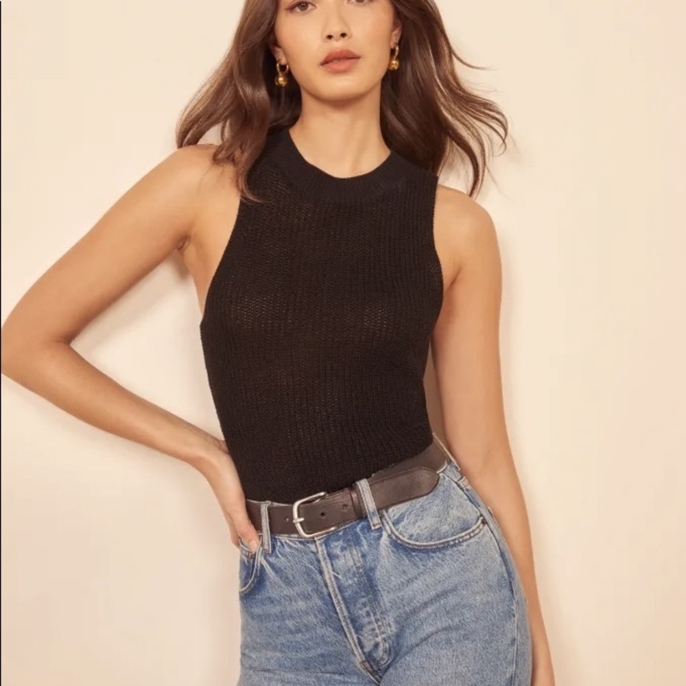 Reformation Lilac top in black, size large